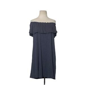 Drew Smokey Gray Off Shoulder Mini Shift Dress Size M